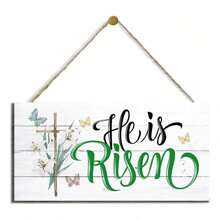 He Is Risen Sign, Easter Wood Sign, Decorative Wood Hanging Wood Plaque, Inspirational Christian Decor, Religion Artwork, Easter Wall Decor Art, Spring Wall Decor, Easter Home Decor Sign