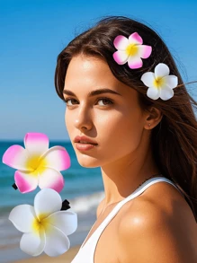 2pcs Simulation Colorful Plumeria Hair Clips, New DIY Beach Hair Accessory, Women Hair Clips, Suitable For Daily, Casual, Beach Holiday, And Photo Shooting Props Claw Clips Hair Claws Hair Barrettes, School Stuff