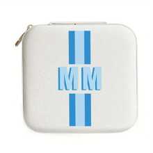 Custom Shadow Letter Striped Travel Jewelry Box - Fashionable Faux Leather Jewelry Storage Bag, Suitable For Rings, Earrings, Necklaces | Perfect Gift For Women, Ideal For Bridal Showers And Engagement Gifts.