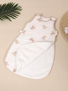 1pc Oeko-Tex 100% Cotton Cartoon Bear Print Sleeveless Round Bottom Baby Sleeping Bag, Soft & Comfortable, All Season - Multicolor - View 3