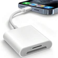 1 pièce Adaptateur de lecteur de caméra de carte SD, 2 en 1 avec fente double pour carte SD et TF, lecteur de carte SD portable compatible avec /iPad Série, 14 Pro Max/14 Pro/14 Plus/14/13/12/11/XS/XR/8/7/6, iPad, compatible avec Macbook