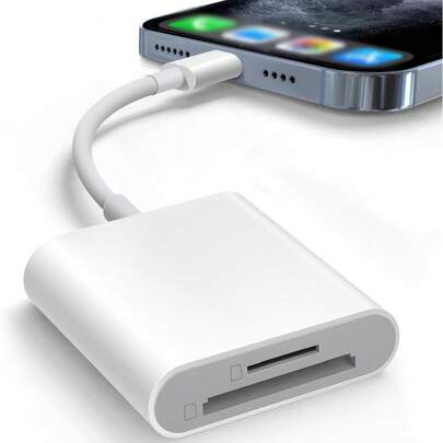 1 st 2-i-1 SD-kortläsareadapter för kamera, kompatibel med iPhone/iPad-serien, stöder SD- och TF-kort, bärbar SD-kortläsare plug and play för iPhone 14 Pro Max/14 Pro/14 Plus/14/13/12/11/XS/XR/8/7/6, iPad-serien