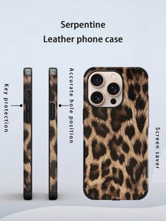 1pc Leopard Print PU Soft Leather Anti-Fall Anti-Shock Phone Case With Sound Amplifier Design, Compatible With IPhone 17 Pro Max/16 Pro Max/16 Plus/13 Pro Max/14 Pro Max 13 14 11 12 Pro 11/15 Pro, Galaxy S24 Ultra, Holiday Gift