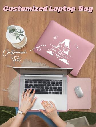 1pc Personalized Laptop Sleeve Bag With Floral Pattern, Customizable With Girl's Name, Fits 13/14/15/16 Inch Laptops, Portable Waterproof Leather Computer Sleeve, Shock-Absorbing, Creative And Interesting Custom Design For Female Students/Office Ladies, Modern And Fashionable Portable Waterproof/Shock-Proof Laptop Sleeve For Girls/Ladies, Lightweight And Convenient Laptop Inner Bag.