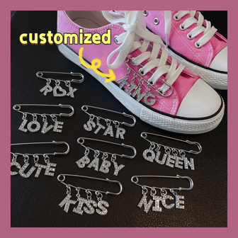 1 pieza Hebilla de cordones de metal con cristales personalizada para el Día de San Valentín, decoración DIY para zapatos de lona, regalo de cumpleaños