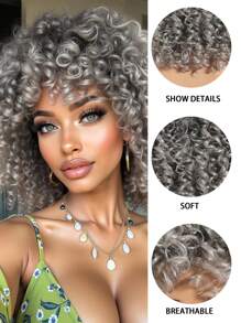 Fluffy Little Curly Wig Gradient Silver Gray 12 Inch Short Curly Wig Synthetic Heat Resistant Fiber Wig Ladies Wig Perfect For Holiday Travel Family Gatherings Everyday Wear Use