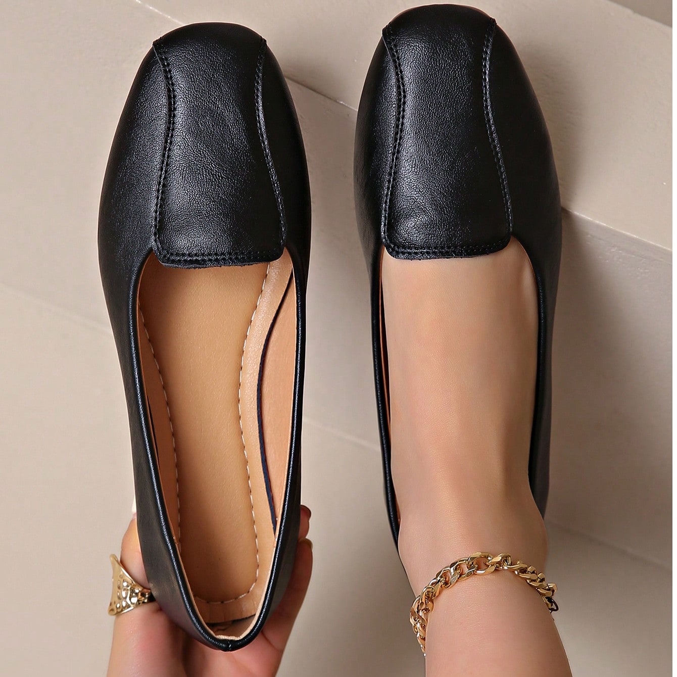 Mocasines informales para mujer, de estilo slip-on, moda cómoda con punta cuadrada, para primavera y otoño
