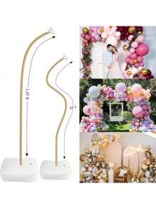 1 Set 2.5m/1.5m Asymmetrical Shape Balloon Arch Kit Free Bending Shape Deformation Balloon Column Stand Half Arch Balloon Stand With Base Balloon Arch Frame For Wedding Graduation Birthday Party Decoration,