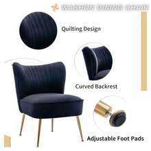 WAHSON OFFICE CHAIRS 1PC Wahson Velvet Armchair Living Room Modern Lounge Chair Plostered Wing Chair With Gold Metal Legs For Living Room / Bedroom - màu đen - Xem 5