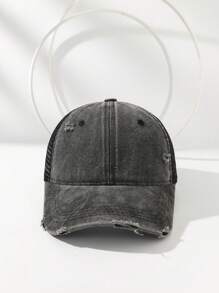 1 Stück einfarbige, abgenutzte, perforierte, gewaschene Baseballkappe, geeignet für Frühling & Sommer, atmungsaktiv, mit UV-Schutz