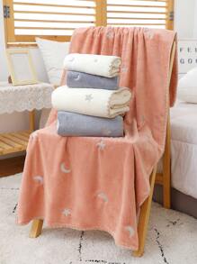 1件套毛巾/浴巾（1条浴巾+1条面巾），珊瑚绒材质，星月刺绣，钩编工艺，厚实吸水柔软面巾/浴巾套装，家居浴室适用，女士情人节礼物，生日礼物，男女朋友家居浴室装饰，秋季装饰，返校季装饰，美容院家用浴室浴巾，美容院、酒店、运动、家居必备，毛巾，护肤浴巾