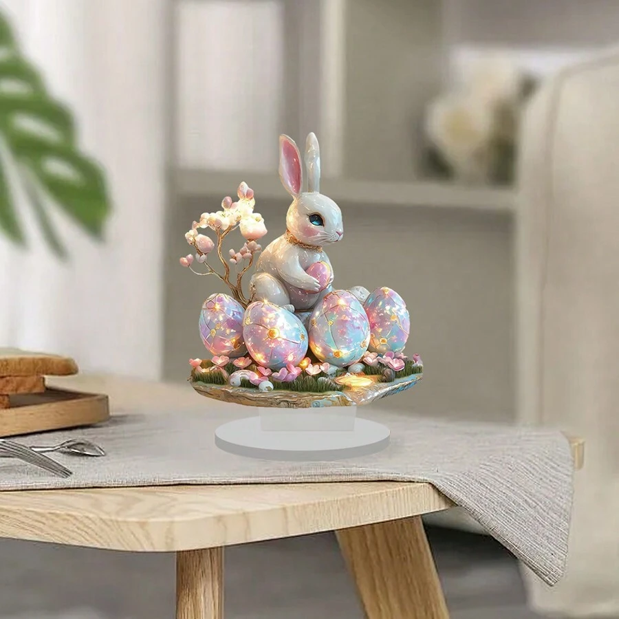 Cross-Border Acrylic Magical Rabbit Statue, Colorful Glowing Desktop Decor, Hanging Ornament, Assembly Prop