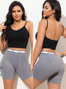 4 Pack Multi-Color Cotton High Waist Long-Leg Boyshorts Women's Briefs