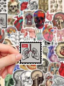 50pcs Retro Scientific Anatomy Stickers Diary Luggage Education Science Creative Decorative Stickers