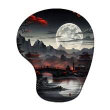 符合人体工程学的月亮鼠标垫，带凝胶腕托 - 可爱的 3D 设计、防滑底座、舒适的表面，适合游戏和办公使用（9x7.6 英寸）