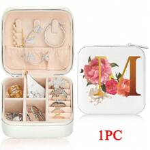 Black 26 Letter Printed White Travel Jewelry Box Jewelry Travel Storage Bag Small Jewelry Box Bridesmaid Gift Box Mini Storage Box