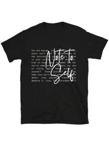 Oversized Style For Women, Note To Self Shirt, Mental Health Shirt, Positive Inspirational Quotes, Dear Person Behind Me, Love Yourself, Loose Type Shirt For Women, Perfect For Holiday Parties Or Gift Giving, Soft And Comfortable - Black - View 3
