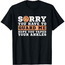 Basketball Point Guard - Sorry You Have To Guard Me T-Shirt Oversized T-Shirt Loose Fit Tops Graphic Print Holiday T Shirt Casual Short Sleeve Tops Cute Funny T-Shirt For Women - Black - View 1
