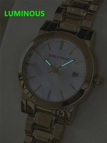 Pablo Raez 1件女士手表，18K金，奢华正装表，不锈钢IPG表壳，优雅新设计，石英机芯，时尚白色表盘，日期显示，高品质，女孩腕表，50米防水，SUS304钢表带，珠宝表扣，休闲青春可爱手表，送给朋友或家人的精美礼物，适合日常生活/工作/派对装饰。 - 銀色 - 查看 6