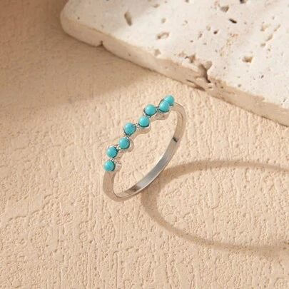 1只改良版的藍綠松石泡沫洞穴人魚之吻指環,新娘珠寶禮物