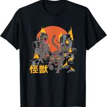Zombie Cats Sunset Japanese T-Shirt - Black - View 1