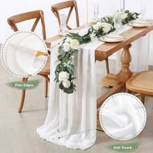 1 pieza Mantel de gasa transparente, mantel vaporoso, mantel romántico para decoración de mesa de boda