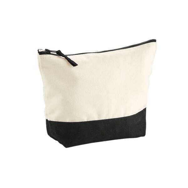 Westford Mill Canvas Dipped Base Toiletry Bag (Natural/Black) - 407gsm 100% Cotton Canvas
