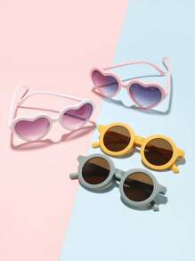 4 件装糖果心形镜框和圆框时尚眼镜，适合 4-10 岁男孩和女孩，适合节日出游 - 查看 5