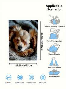 Customizable - Personalized Cat, Dog, Or Human Portrait Photo Custom Blanket, Machine Washable, Flannel Material, Suitable For Bedroom, Living Room Use As Throw Blanket, Loved By Fans And Pet Lovers, Room Decor, Fan Merchandise, Great Personalized Gift For Mother's Day, Birthday, Anniversary - White - View 12