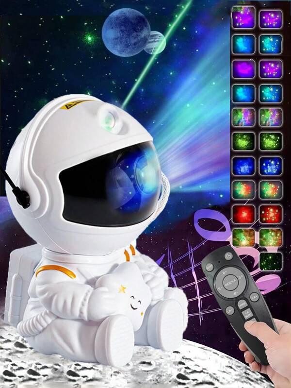 1pc Astronaut Projection Lamp, Ceiling Star Sky Moon Nebula Effect, Adjustable Brightness With Remote Control And Buttons, USB Powered Changeable Lighting For Bedroom, Living Room, Office And Party Decor, Ideal Gift Choice