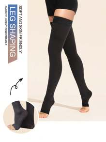 Women's 20-30 MmHG High Compression Knee High Socks Breathable & Soft Slimming Leg Open Toed Socks