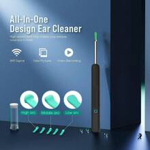 1296P HD Camera Ear Cleaner, 8-In-1 Multifunctional Ear Wax Removal Tool With 5 Replacement Ear Tips, Wireless WiFi Ear Scope With 6 LED Lights, IP67 Waterproof, Rechargeable Ear Wax Removal Kit
