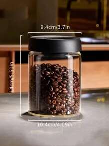 1pc Airtight Vacuum Glass Canister For Coffee Beans, Storage Jar For Coffee Powder, Tea Leaves - Multicolor - View 7