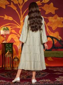 Tween Girls' Arabic Sequin Robe - Green - View 2