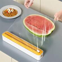 Bidirectional Sliding Plastic Wrap Cutter, Disposable Plastic Wrap Slicer For Kitchen And Dining Room - Black - View 2