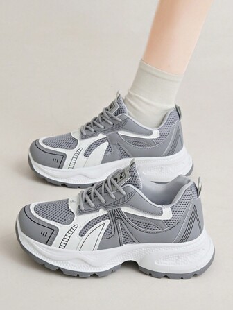 女士时尚休闲运动鞋，厚底运动鞋，透气，轻便，软底，百搭，舒适平底乐福鞋