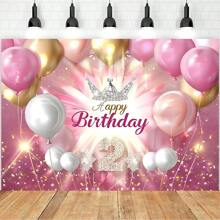 2nd Birthday Decorations For Happy 2nd Birthday Backdrop Banner Pink Second Birthday Poster Background Photo Booth Props Decor - Pink - View 4