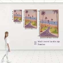 3件装旅行紫色海报伞人雨伞人夏威夷海边公路日光浴人墙艺客厅卧室沙发儿童房装饰画创意抽象疗愈城市风景油画无框 - 多色 - 查看 2