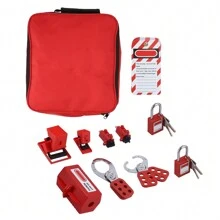 Electrical Lockout Tagout Kit Hasps Safety Padlocks Circuit Breaker Locking Plug Lockout With Storage Bag - Multicolor - View 9