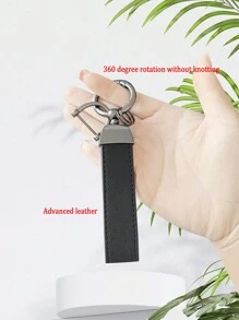 Fashionable Black Faux Leather Unisex Key Chain