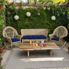 3 Pieces Wicker Chair Cushions Of Waterproof Tufted Outdoor Seat Cushions Set For Patio Furniture Sofa Settee Couch,1 Loveseat And 2 U-Shaped Cushions For Patio Furniture Chair Pads Yard - Navy Blue - View 8