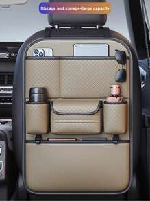 1pc Car Seat Back Storage Organizer Bag, With Tissue Box Holder