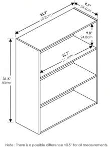 Furinno 11208EX Estante abierto de 3 niveles color, espresso - Café exprés - Ver 12