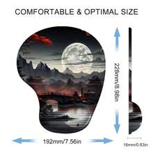 符合人体工程学的月亮鼠标垫，带凝胶腕托 - 可爱的 3D 设计、防滑底座、舒适的表面，适合游戏和办公使用（9x7.6 英寸）