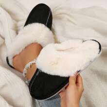 Cozy Women's Slip-On Moccasins With Non-Slip Platform - Ideal For Winter Home Comfort In Soft Plush Fleece Warm House Slippers Women Shoes - 黑色 - 查看 4