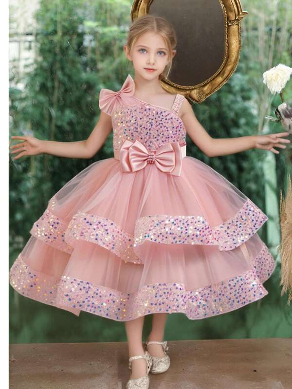 Kleine Mädchen Shiny Tüll Volumrock, Outfit für Bühnendarbietung