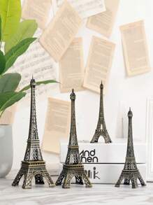 1 pieza Decoración del hogar de la Torre Eiffel de París, adorno creativo, artesanía de metal, modelo de torre de construcción, decoración romántica para boda y Día de San Valentín - Multicolor - Ver 1
