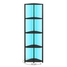 VASAGLE Eckregal 5 Ebenen, Bücherregal mit einstellbarer LED-Beleuchtung