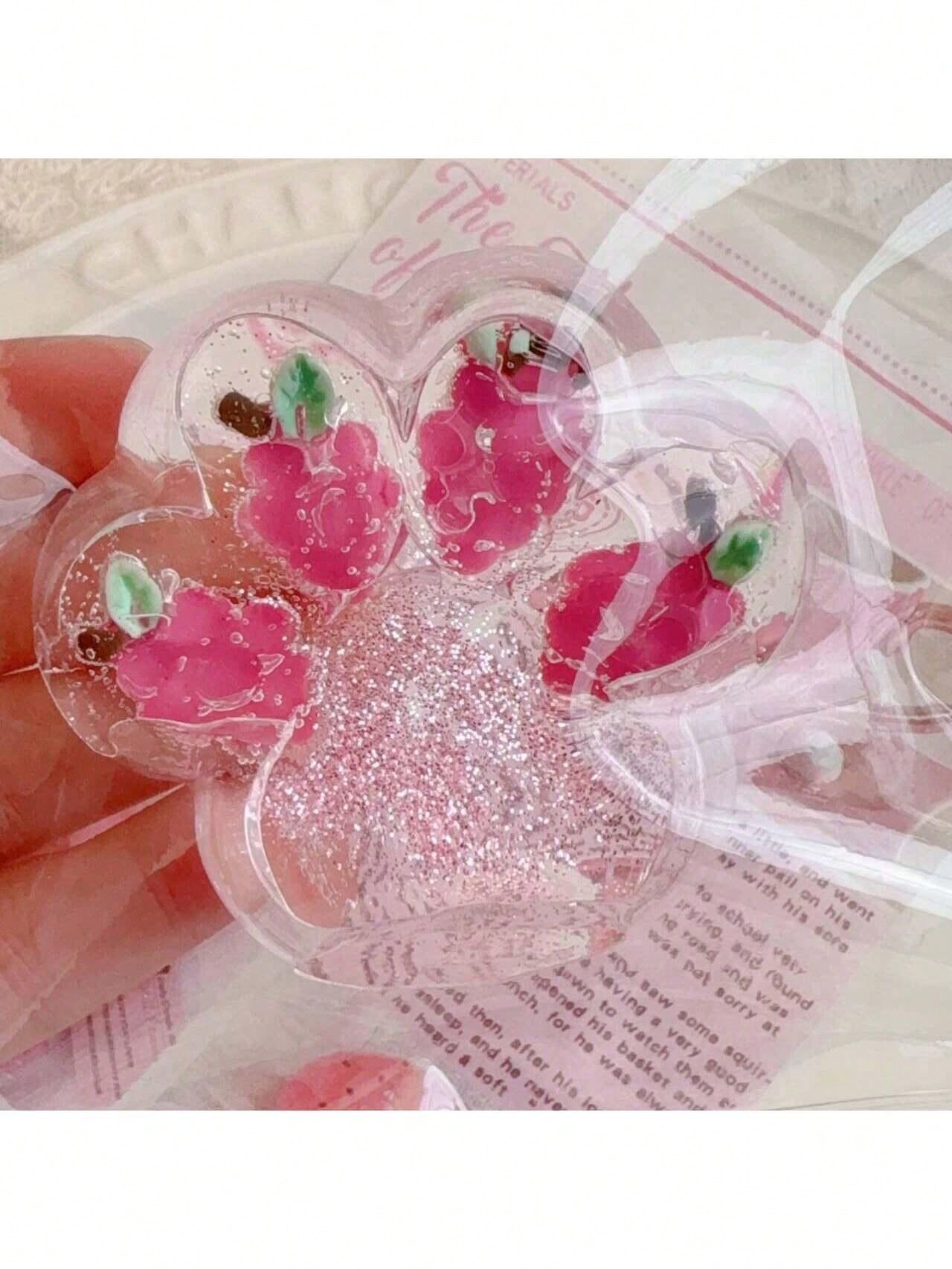 Realistic Transparent Cat Paw Squeeze Toy Jelly Strawberry Anti Stress Cute Cat Paw Shape Realistic Transparent Cat Paw Squeeze Toy Jelly Strawberry Anti Stress Cute Cat Paw Shape