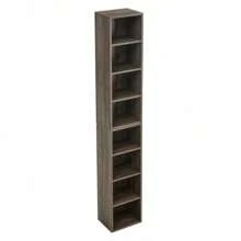 8-Tier Media Tower Rack, CD DVD Slim Storage Cabinet With Adjustable Shelves, Tall Narrow Bookcase Display Bookshelf For Home Office,Multi-Functional Double-Decker Bookcase